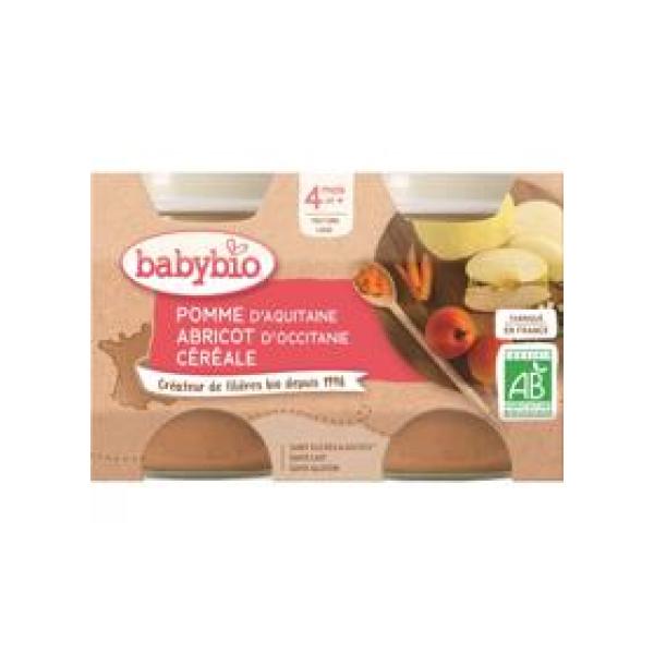 BABYBIO Příkrm jablko, meruňka, cereálie (2x 130 g)