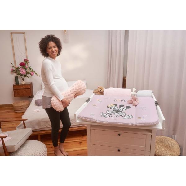 CEBA Podložka přebalovací měkká na komodu 85×72 Disney Minnie & Mickey Pink