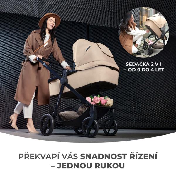 KINDERKRAFT Kočárek kombinovaný 3v1 Newly Classic black + Mink PRO (obrázek 9)