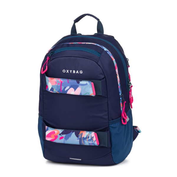 Studentský batoh + etue OXY Sport Flowers Blue