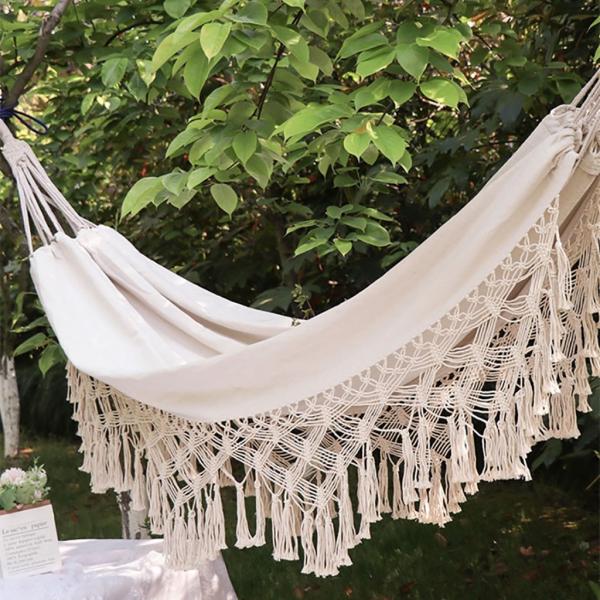 Velká závěsná houpací síť pro dva Hamaka XXL BOHO Baby Mix ecru (obrázek 4)
