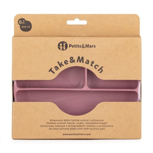 PETITE&MARS Talířek silikonový dělící oválný Take&Match Dusty Rose 6m+ (obrázek 4)