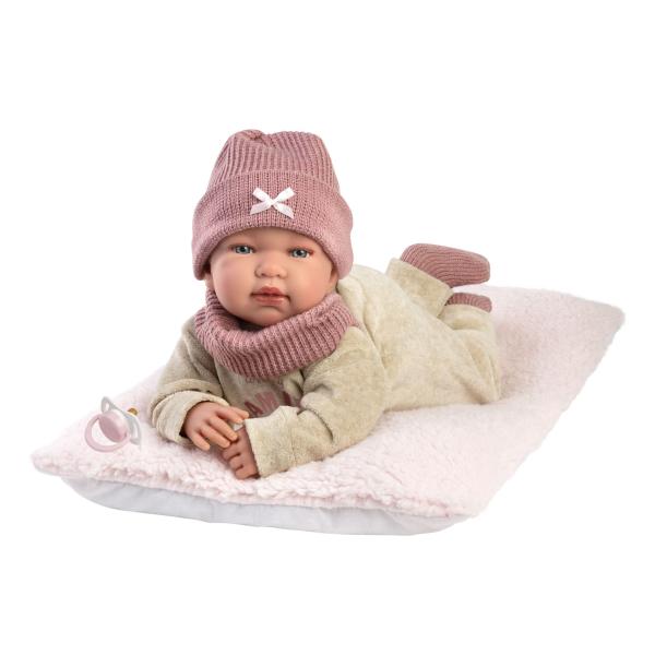 Llorens 84488 NEW BORN - realistická panenka miminko se zvuky a měkkým látkovým tělem (obrázek 3)