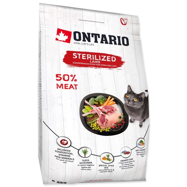 Krmivo Ontario Cat Sterilised Lamb 2kg