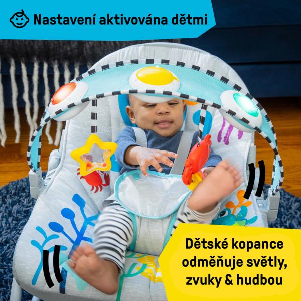 BABY EINSTEIN Lehátko hudební vibrační Kick to It Opus do 18kg (obrázek 4)