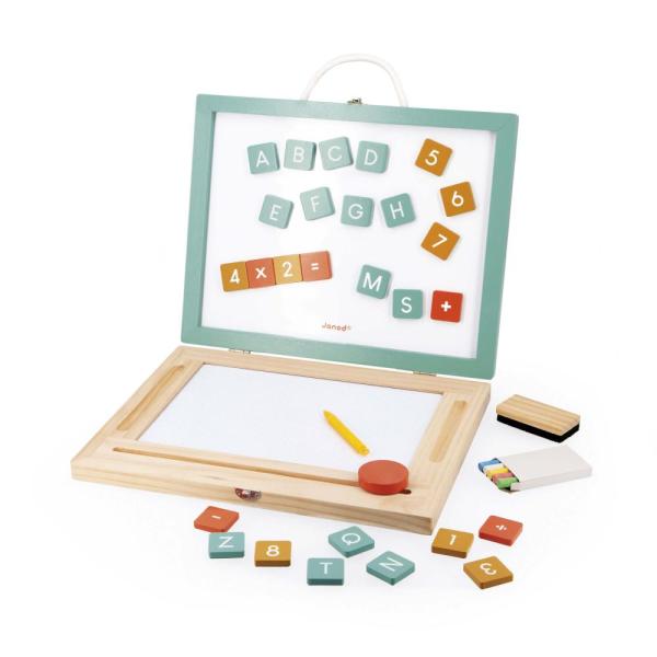 Janod Dřevěný kufřík 4v1 Janod s magnetickou tabulí (obrázek 5)