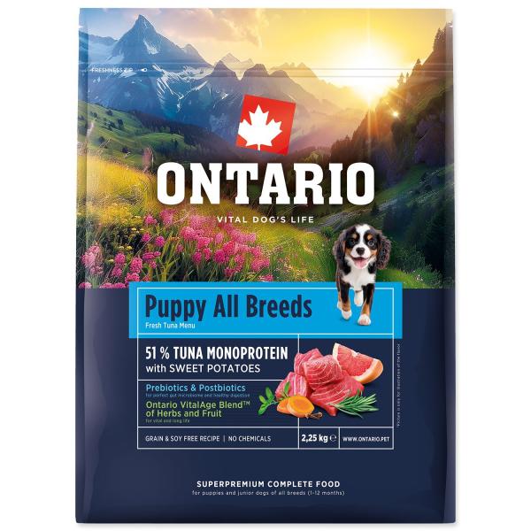 Krmivo Ontario Puppy All Breeds Monoprotein Tuna & Sweet Potatoes 2,25kg
