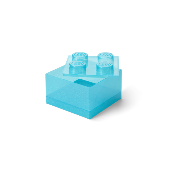 LEGO úložný box 4 s vekom - trblietavá modrá