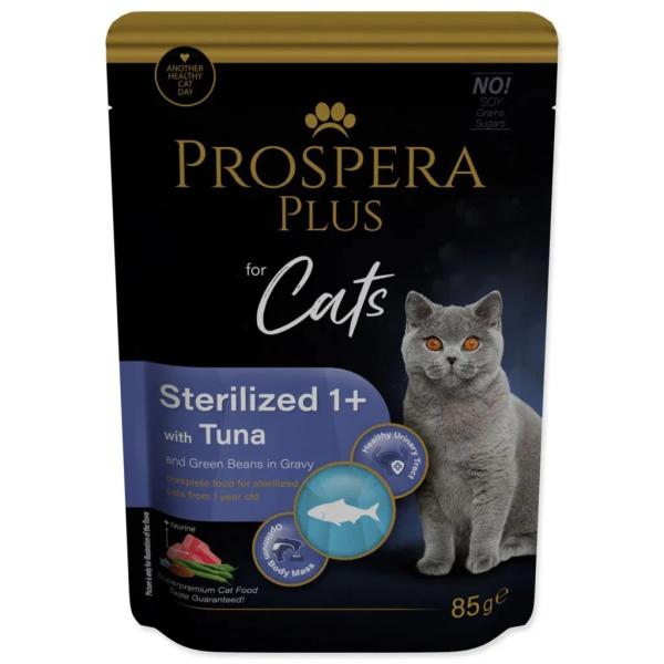 Kapsička Prospera Plus Sterilized 1+, Tuňák, Fazole 85g