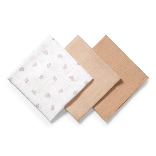 BABYONO Pleny mušelínové Super Soft 3 ks, Beige 70 x 70 cm