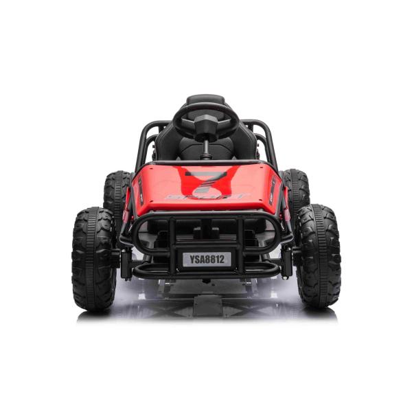 Elektrická motokára SPORT-KART 24V, červená, EVA kola, koženkové sedadlo, 2 x 50W motor,