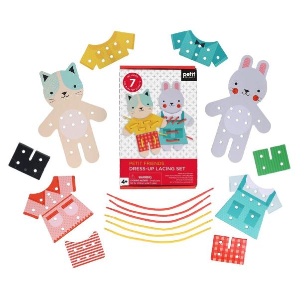 Petit Collage Provlékání Oblékací set kocour a zajíček