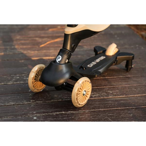 QPLAY Koloběžka / odrážedlo Sema Evo s LED světly Khaki, věk 1 – 6 let, do 50 kg