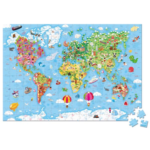 Janod Puzzle v kufříku Mapa světa 300 ks