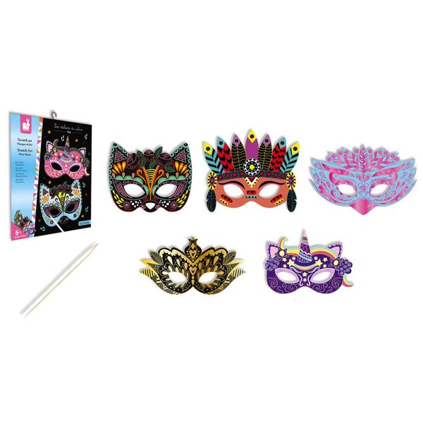 Janod Atelier vyškrabávací obrázky Party Masky Sada Mini 5+