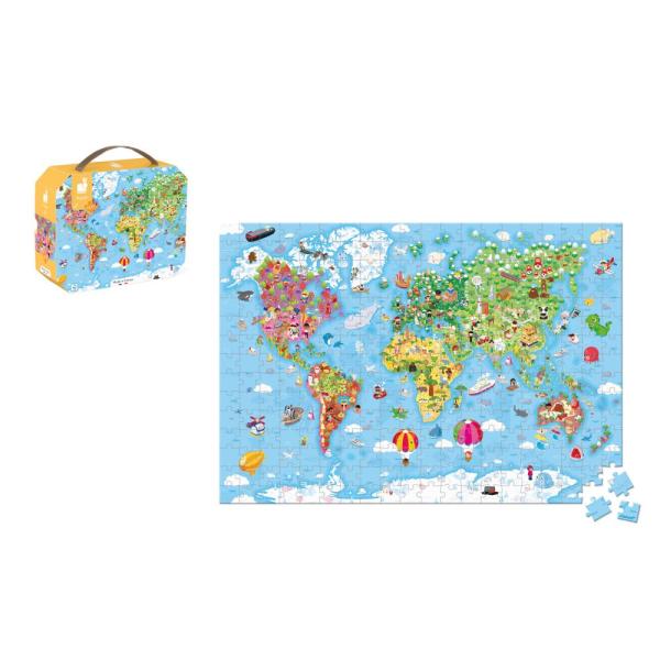 Janod Puzzle v kufříku Mapa světa 300 ks (obrázek 4)