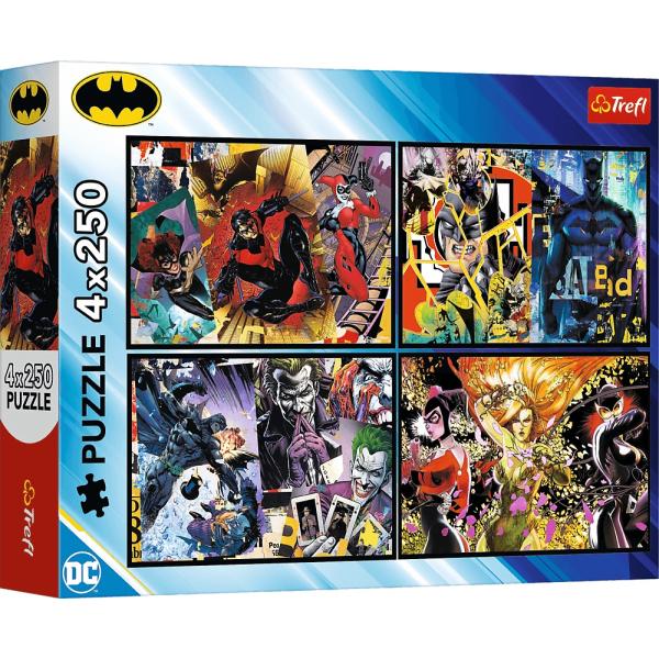 Trefl Puzzle 4x250 dílků Batman v akci