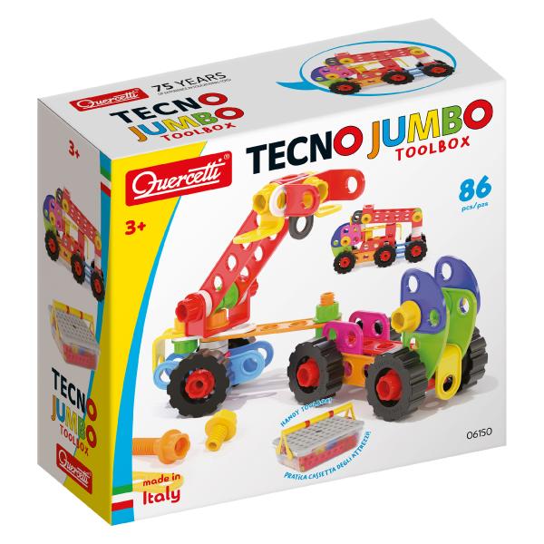 Quercetti Tecno Jumbo Toolbox - konstrukční stavebnice - 86 ks