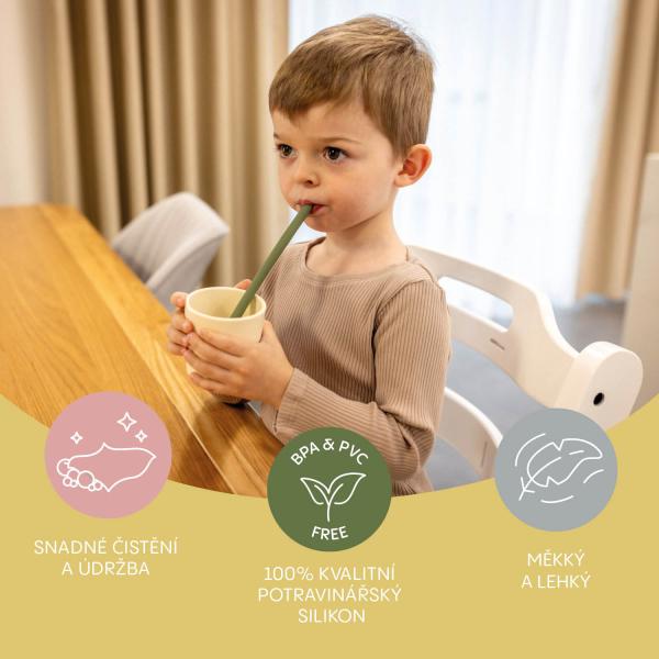 Silikonová brčka 4ks, Forest Green