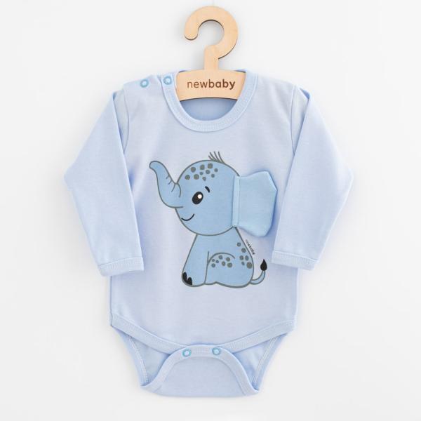 Dětské body s dlouhým rukávem New Baby Happy Elephant blue 80 (9-12m)