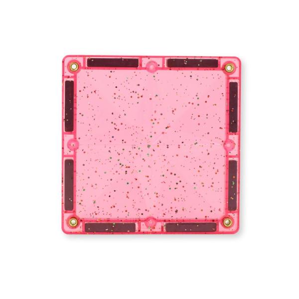 Cleverclixx Magnetická stavebnice Glitter Tiles Pack Transparent - růžová – 16 ks (obrázek 4)
