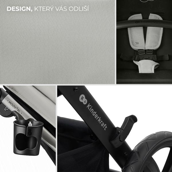 KINDERKRAFT Kočárek kombinovaný 3v1 Moov 2 XL Air Grey (obrázek 4)