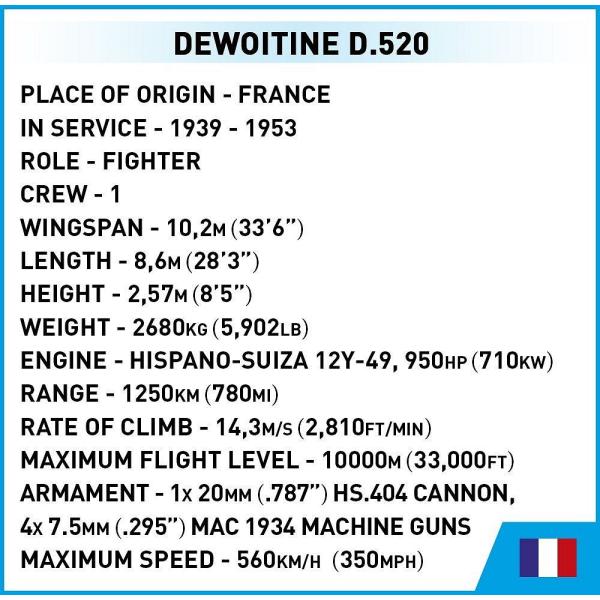 Cobi II WW Dewoitine D.520, 1:32, 335 k, 1 f (obrázek 6)