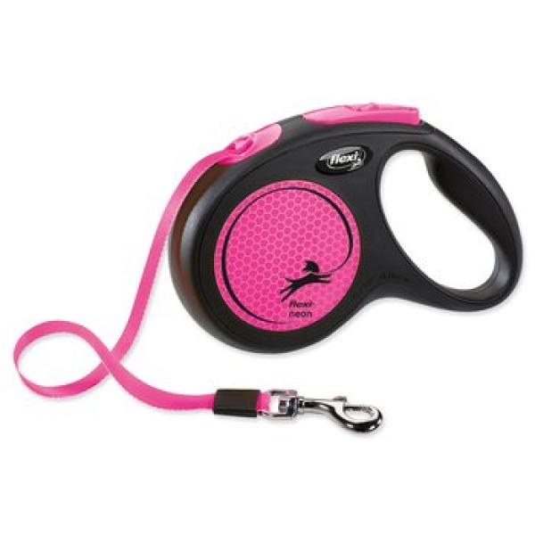Samonavíjecí vodítko pro psy Flexi New Neon Tape M 5 m růžové