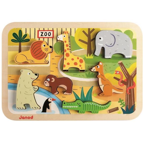 Janod Dřevěné vkládací puzzle pro nejmenší ZOO Chunky (obrázek 3)