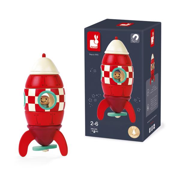 Janod Dřevěná magnetická skládačka Raketa Kit Magnet 16 cm 9 ks (obrázek 6)