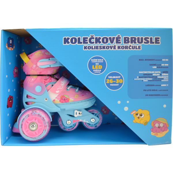 Dětské svítící kolečkové brusle – Růžové (vel. 26-30)