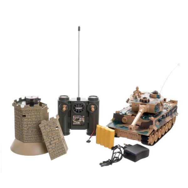 Tank RC 35cm + bunkr na bat. plast s dobíjecím packem se zvukem se světlem 40MHz