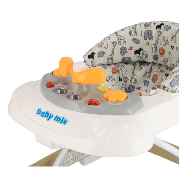 Dětské chodítko Baby Mix s volantem a silikonovými kolečky cappuccino (obrázek 5)