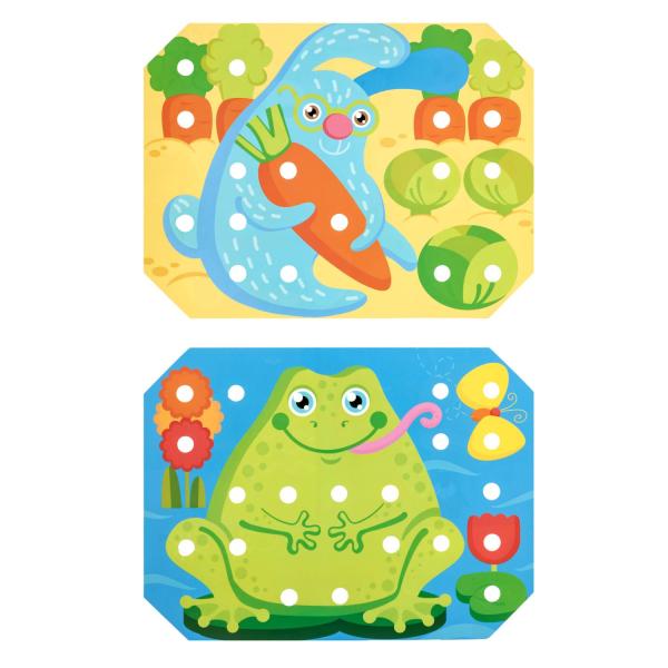 Lucy & Leo 321 Mozaika s pinzetou a vyšívání – dřevěný herní set s předlohami