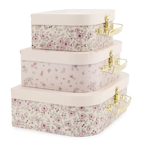 Bieco – Sada tří kartonových kufříků – srnka Ella – dreamy flowers