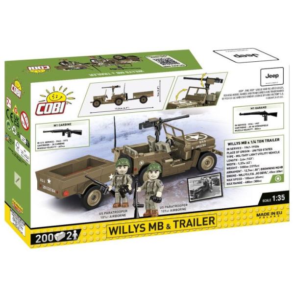Cobi II WW Willys MB s přívěsem, 1:35, 200 k, 2 f