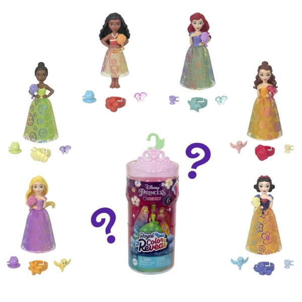 Disney Princess Color reveal Královská malá panenka s květinami ASST