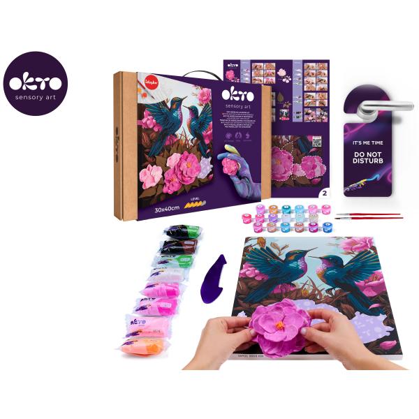 OKTO Malba a 3D modelování obraz „Hummingbirds in Love“ 30×40 cm