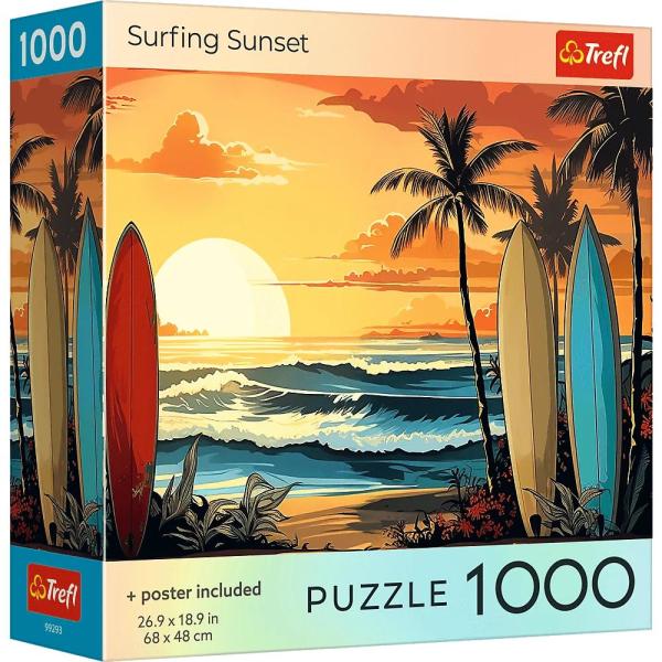 Trefl Puzzle 1000 USA Collection: Surfing Sunset