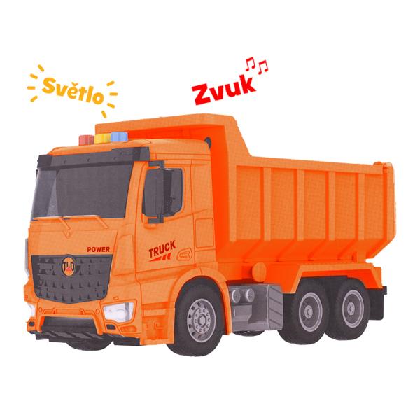 Auto stavebné sklápačka 26cm na zotrvačník na batérie so svetlom a zvukom