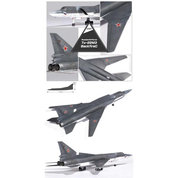 Model Kit letadlo 12636 - Ruské letectvo Tu-22M3 Backfire C (1:144) (obrázek 4)