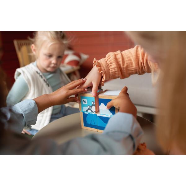 BS Toys Dřevěné obrázkové kostky se zvířátky – 4 ks