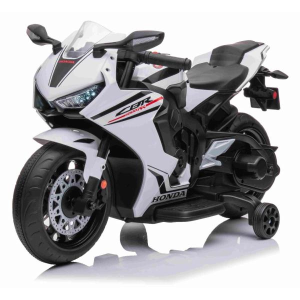 Elektrická Motorka HONDA CBR 1000RR, Licencované, 12V baterie, Plastová kola, bílá