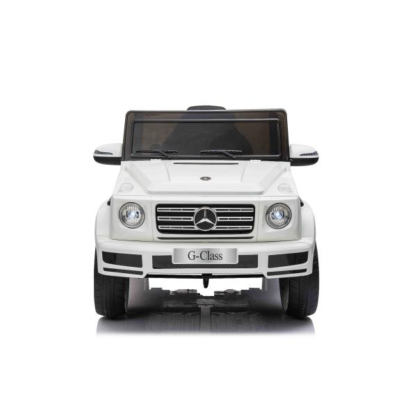 Elektrické autíčko Mercedes G500 12V, bílé, 2,4 GHz dálkové ovládání, USB / SD Vstup, o