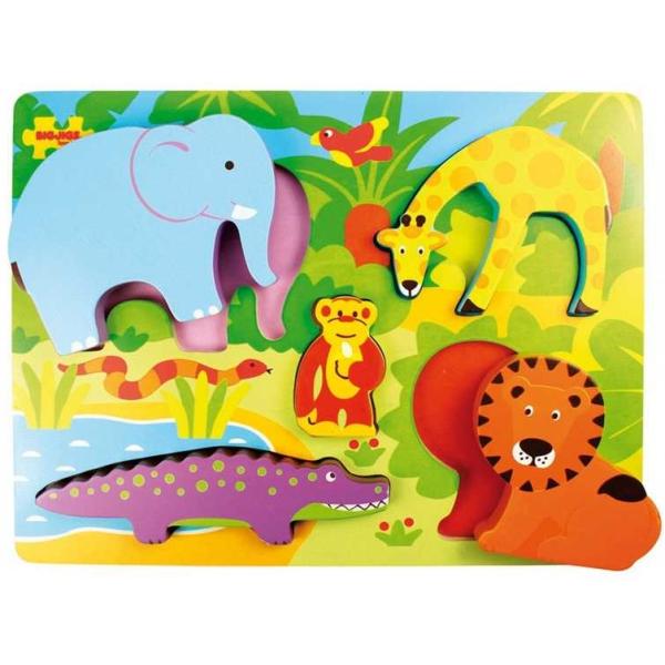 Bigjigs Toys Dřevěné vkládací puzzle Safari