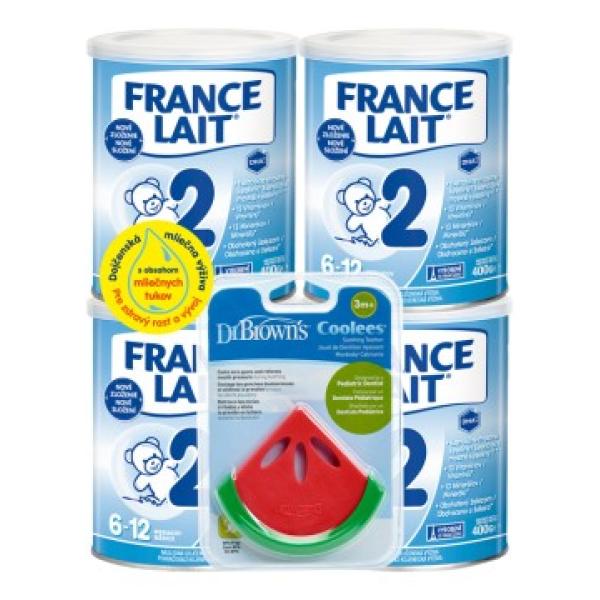 France Lait 2 následná mléčná kojenecká výživa od 6-12 měsíců 4x400g + kousátko