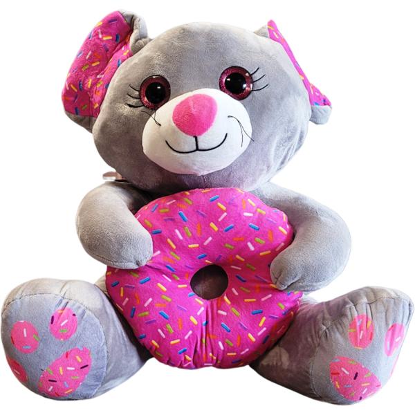 Myš s donutom šedá 25 cm