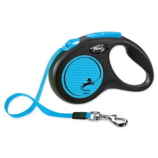 Samonavíjecí vodítko pro psy Flexi New Neon Tape S 5 m modré