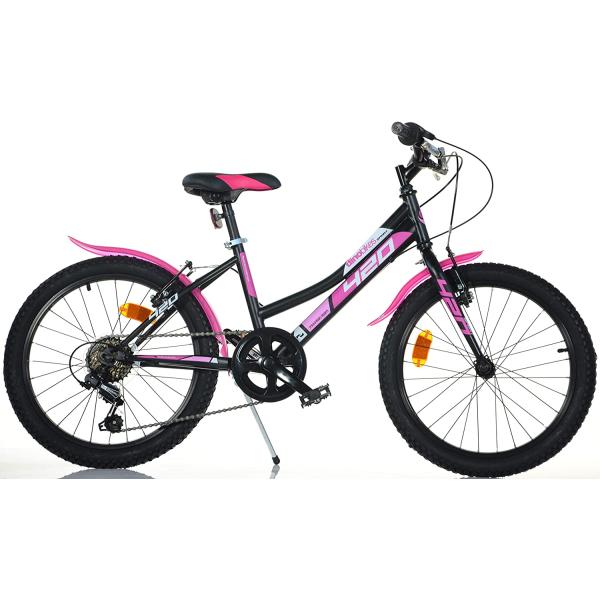 Dino Bikes - Dětské kolo 20" 420D-04SC -AURELIA černo-růžové s převody