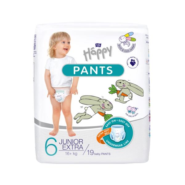 Bella Happy Nohavičky plienkové jednorazové Junior extra 19 ks (16+ kg)